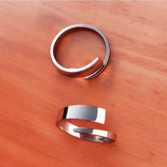 NEW 18K white gold plated geometric stackable open ring jewelry size 7 B22B - Picture 6 of 6